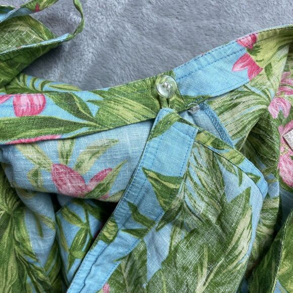 Jones New York Sport Linen Wrap Skirt Womens 4 Hawaiian Tropical Floral Midi - Picture 4 of 6
